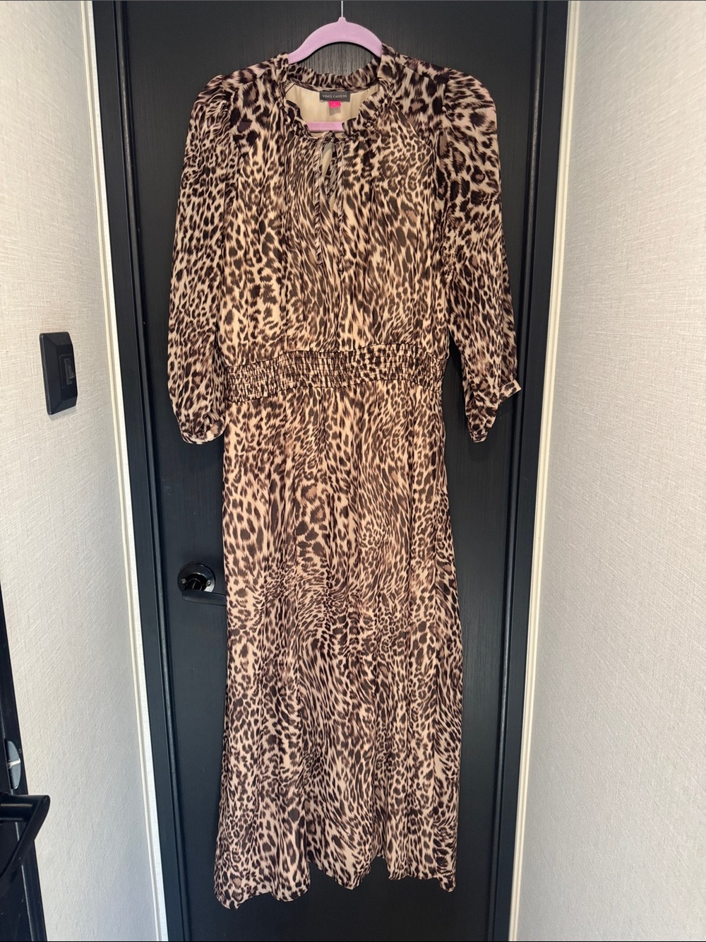 Vince Camuto Beige and Brown Leopard-Print Maxi Dress